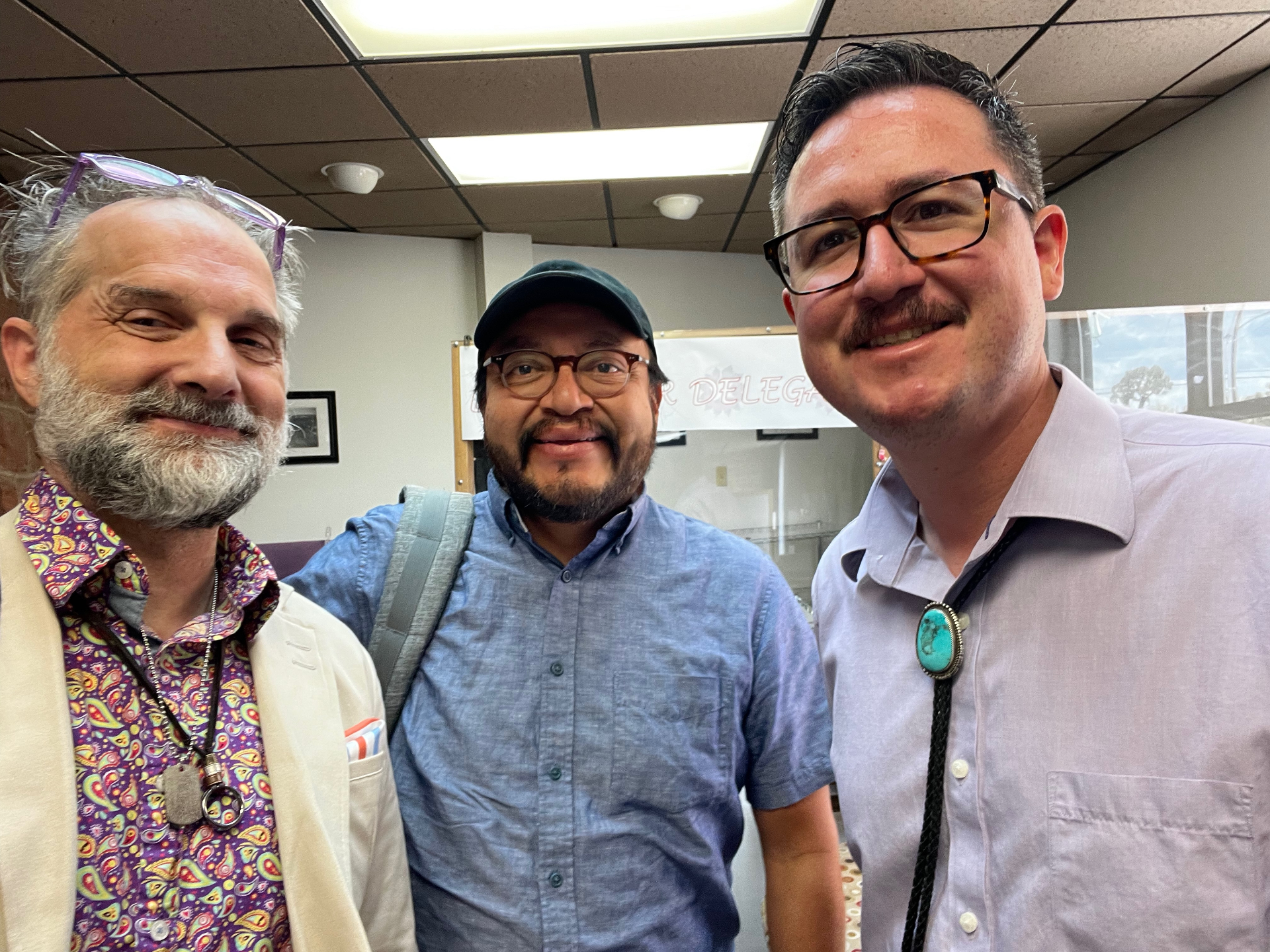 Jon Mott, Moroni Benally, and Delegate Carl Slater at the Navajo Nation Council